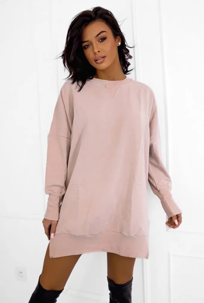 Bluza bawełniana oversize - BEŻOWY