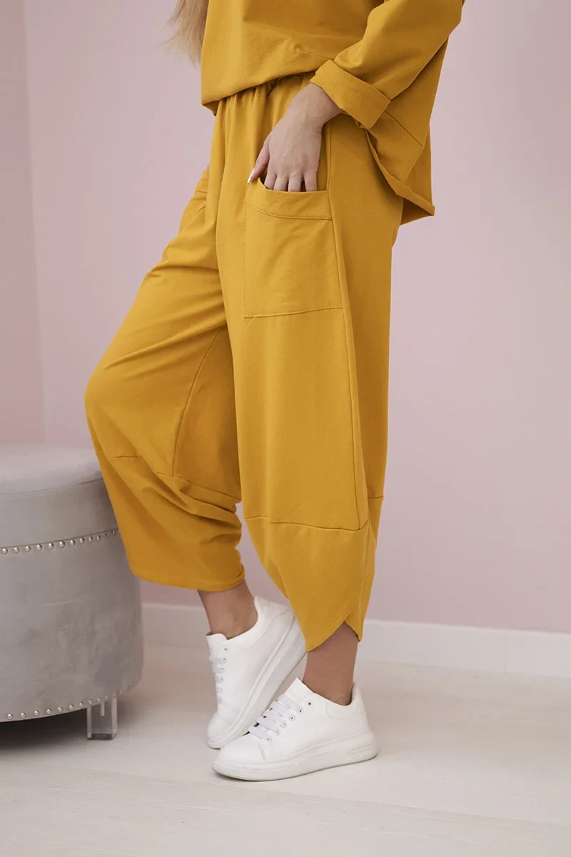 Komplet bawełniany bluza + spodnie musztardowy - obrazek 5