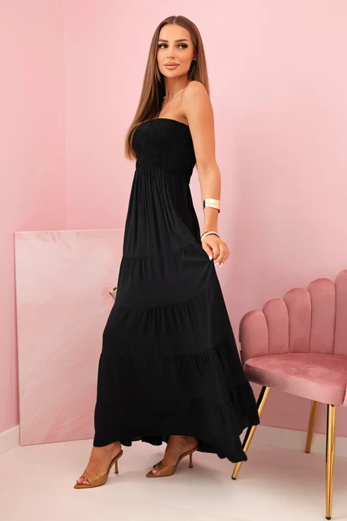 Sukienka damska wiskozowa z elastyczną górą czarna