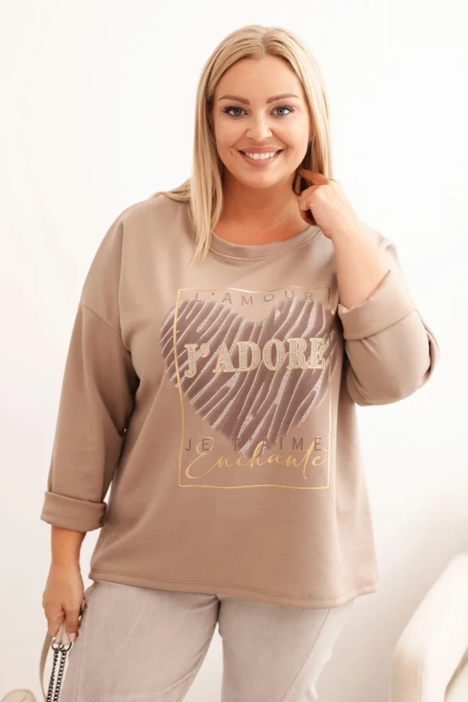 Bluza damska Plus Size masełkowa  z nadrukiem 3D fango