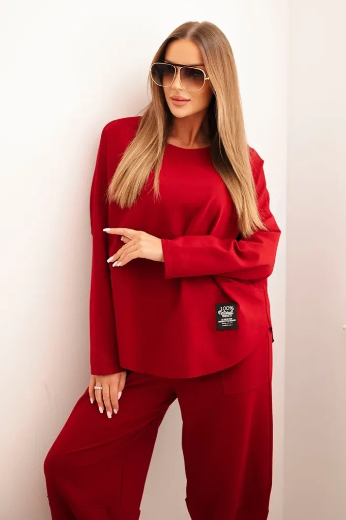 Komplet Punto Milano Winter bluza + spodnie bordowy