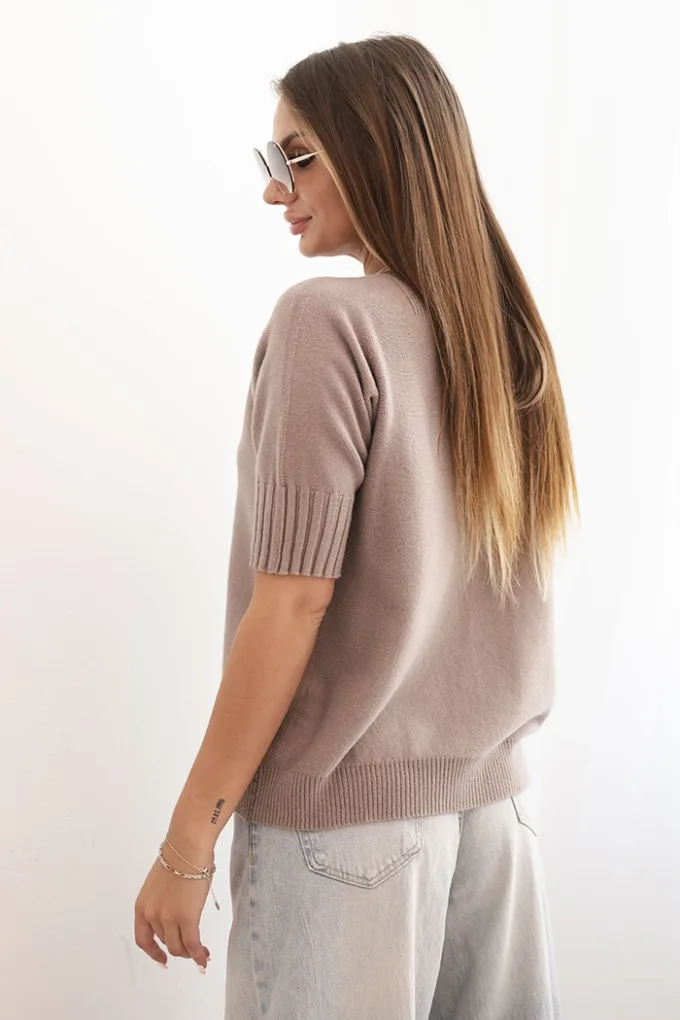 Sweter damski z wiskozy z krótkim rękawem fango