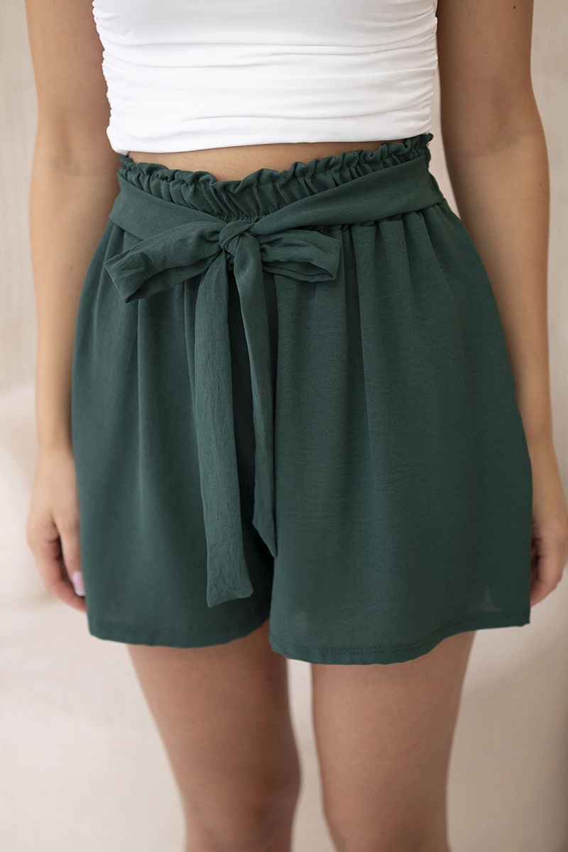 Spodenki wiązane w pasie ciemno zielone - obrazek 3