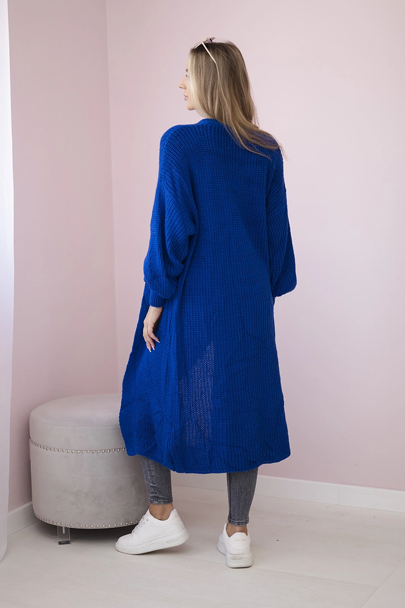 Sweter długi kardigan chabrowy - obrazek 3