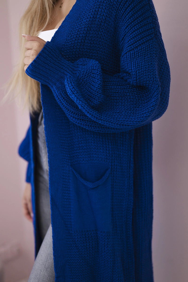 Sweter długi kardigan chabrowy - obrazek 4