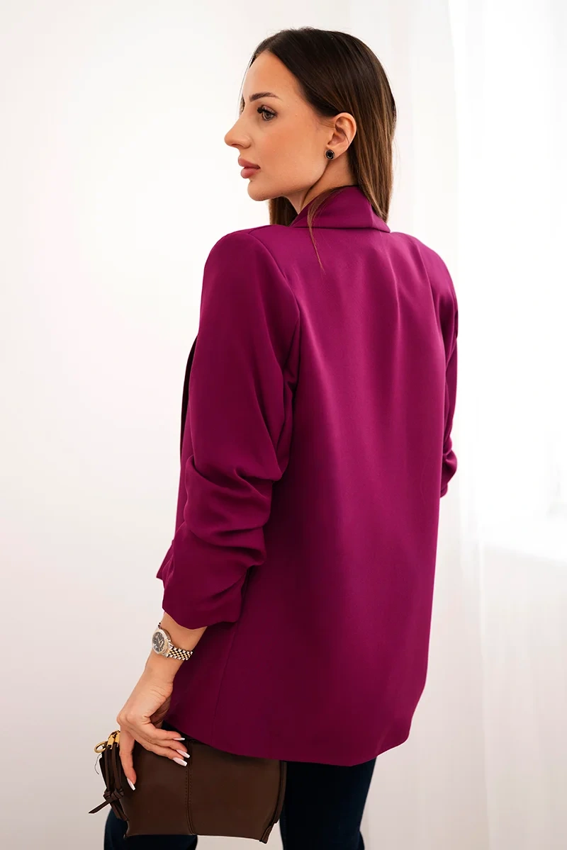 Marynarka z klapami elegancka śliwkowa - obrazek 3