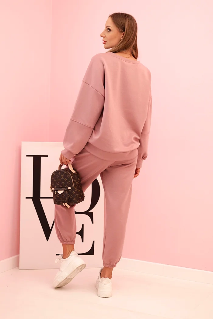 Komplet bluza + spodnie masełko ciemny różowy - obrazek 3