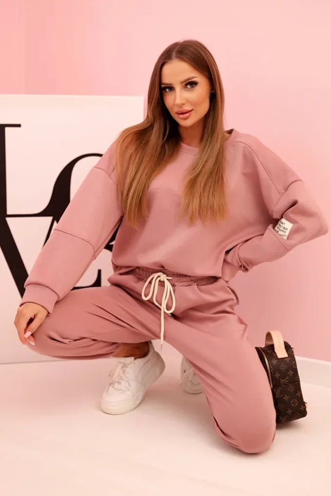 Komplet bluza + spodnie masełko ciemny różowy