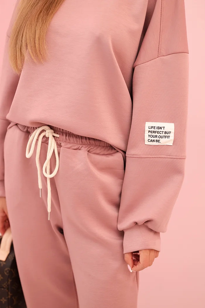 Komplet bluza + spodnie masełko ciemny różowy - obrazek 4