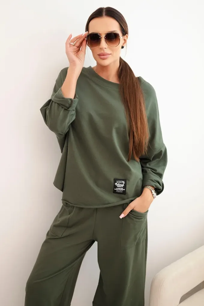 Komplet bawełniany bluza + spodnie khaki