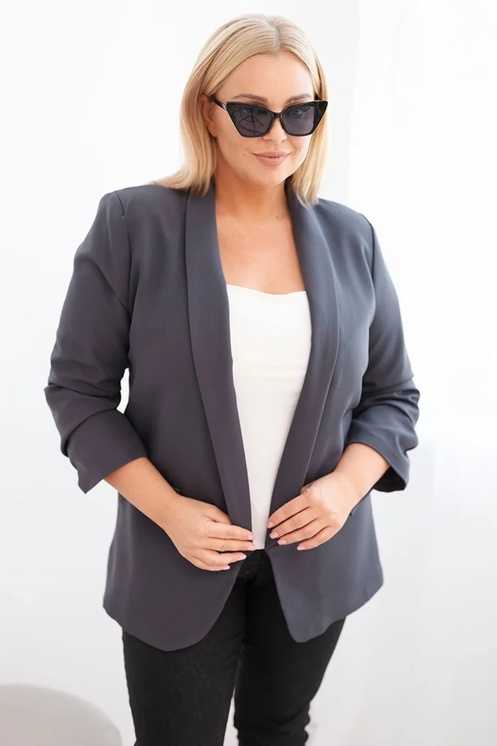 Marynarka damska Plus Size bez zapięcia z podszewką XL/2XL grafitowa