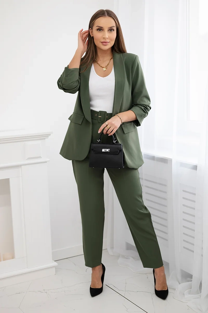 Komplet elegancki marynarki ze spodniami khaki - obrazek 3
