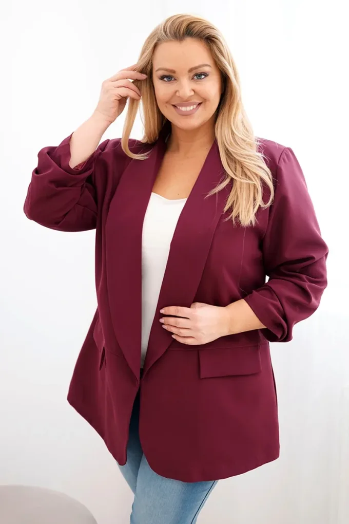 Marynarka damska Plus Size elegancka śliwkowa