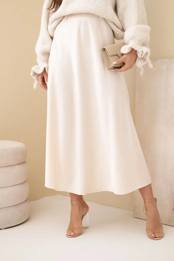 Spódnica damska wiskozowa rozkloszowana jasno beżowa