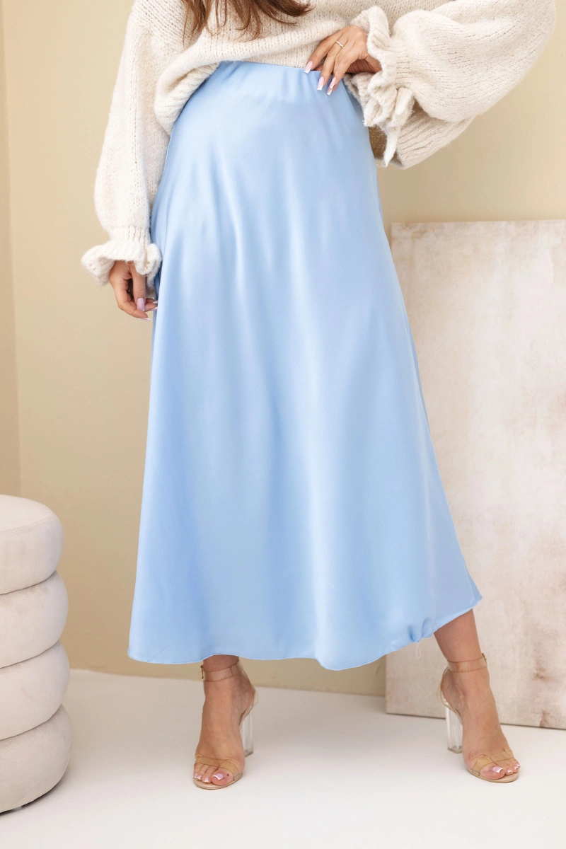 Spódnica damska wiskozowa rozkloszowana niebieska