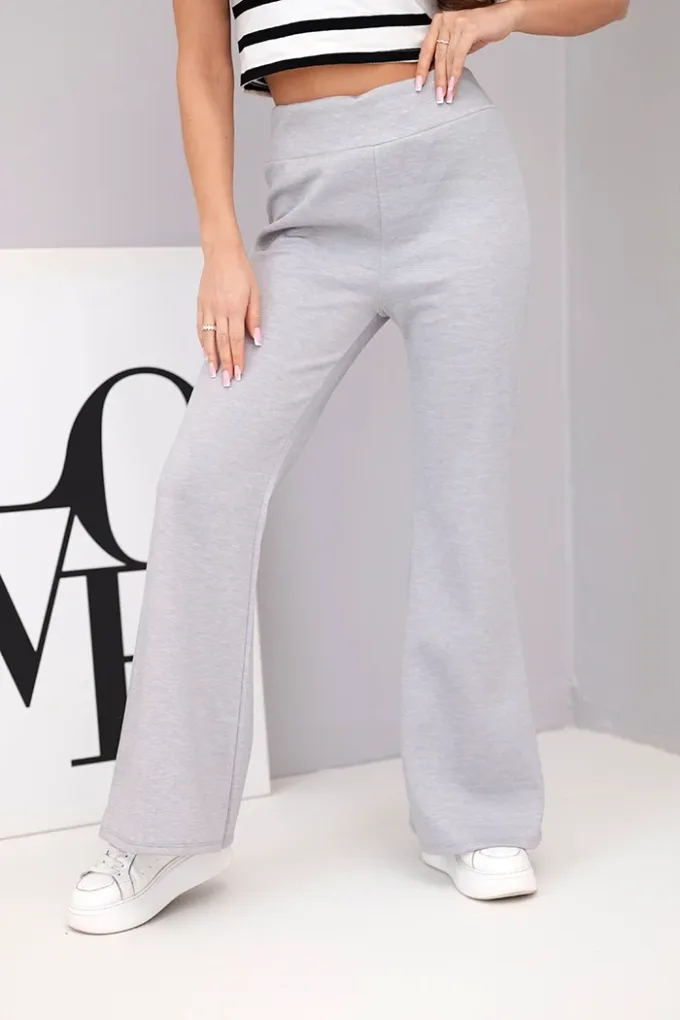 Spodnie damskie masełko z rozszerzaną nogawką szare
