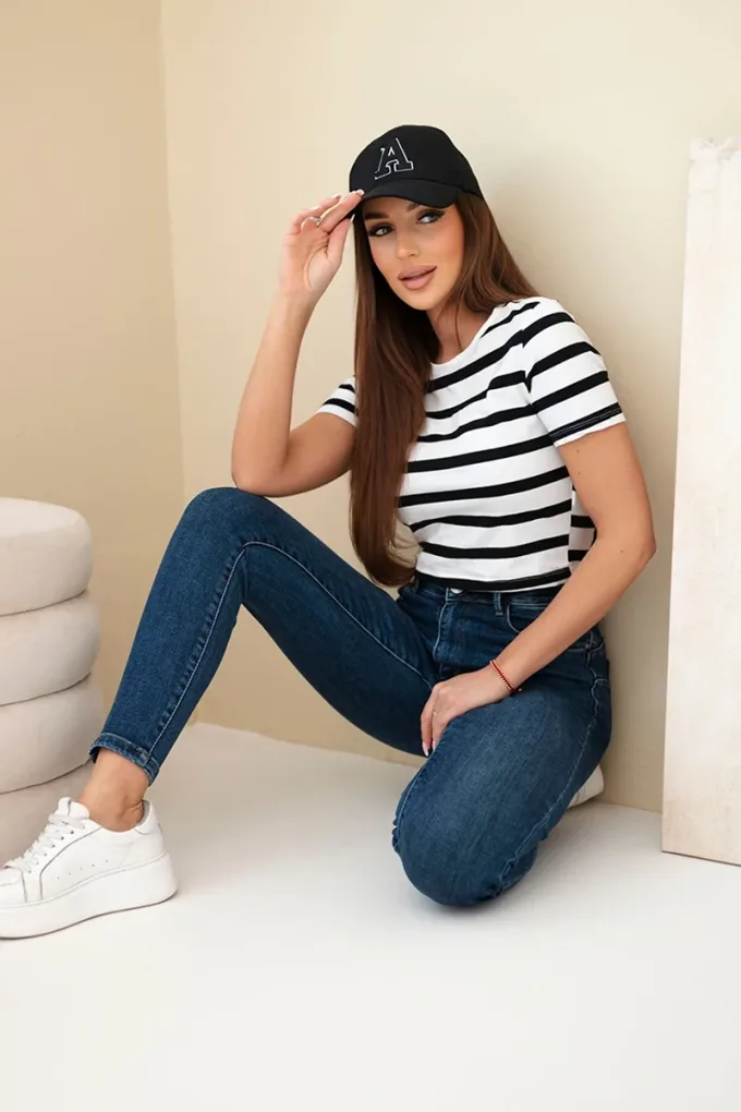 Spodnie damskie rurki z wysokim stanem M.sara ciemno jeansowe