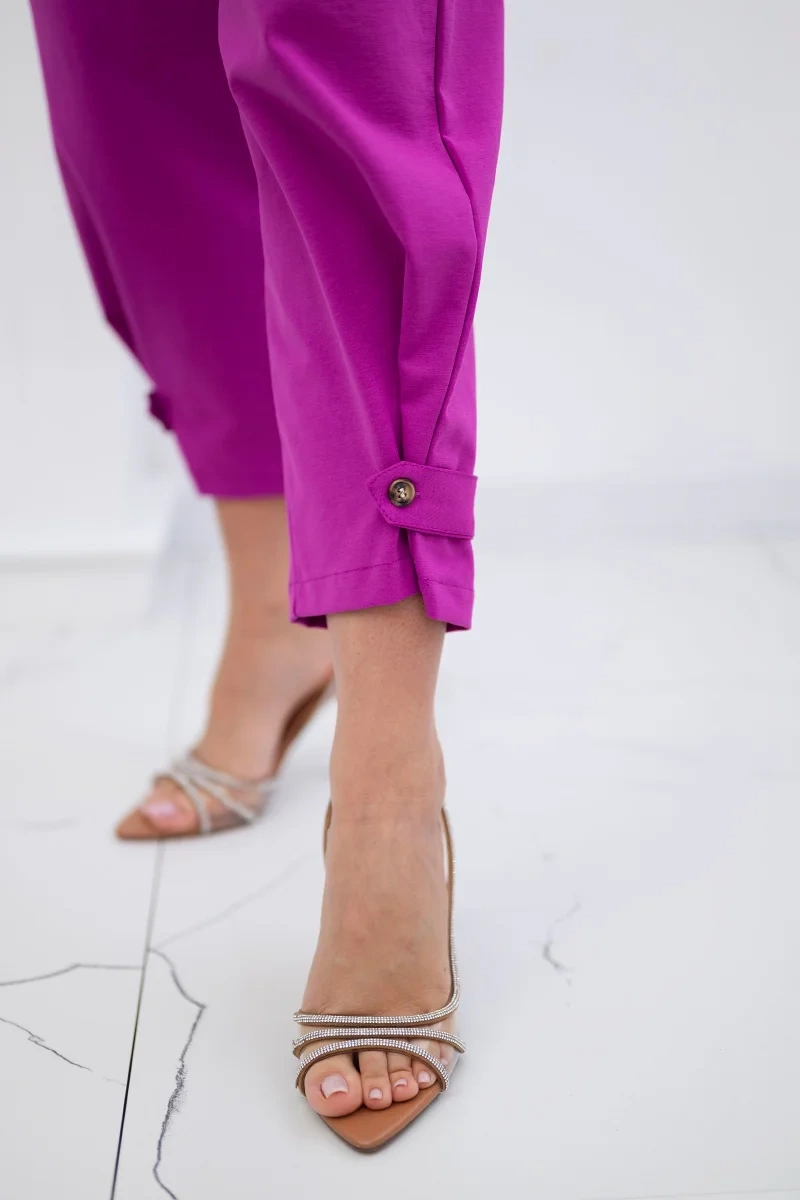 Spodnie Summer Punto z zapięciem na nogawkach ciemno fioletowe - obrazek 4