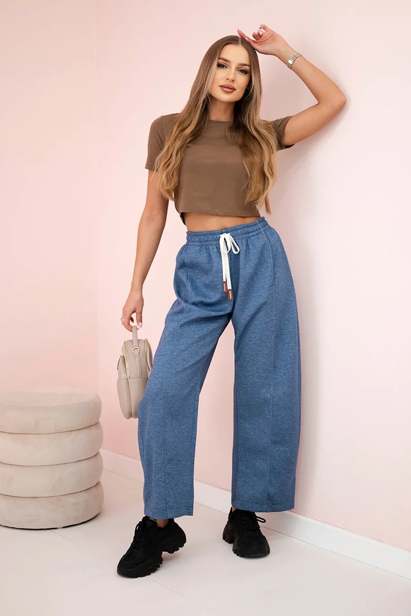 Spodnie masełko wiązane w pasie jeansowy melanż - obrazek 5