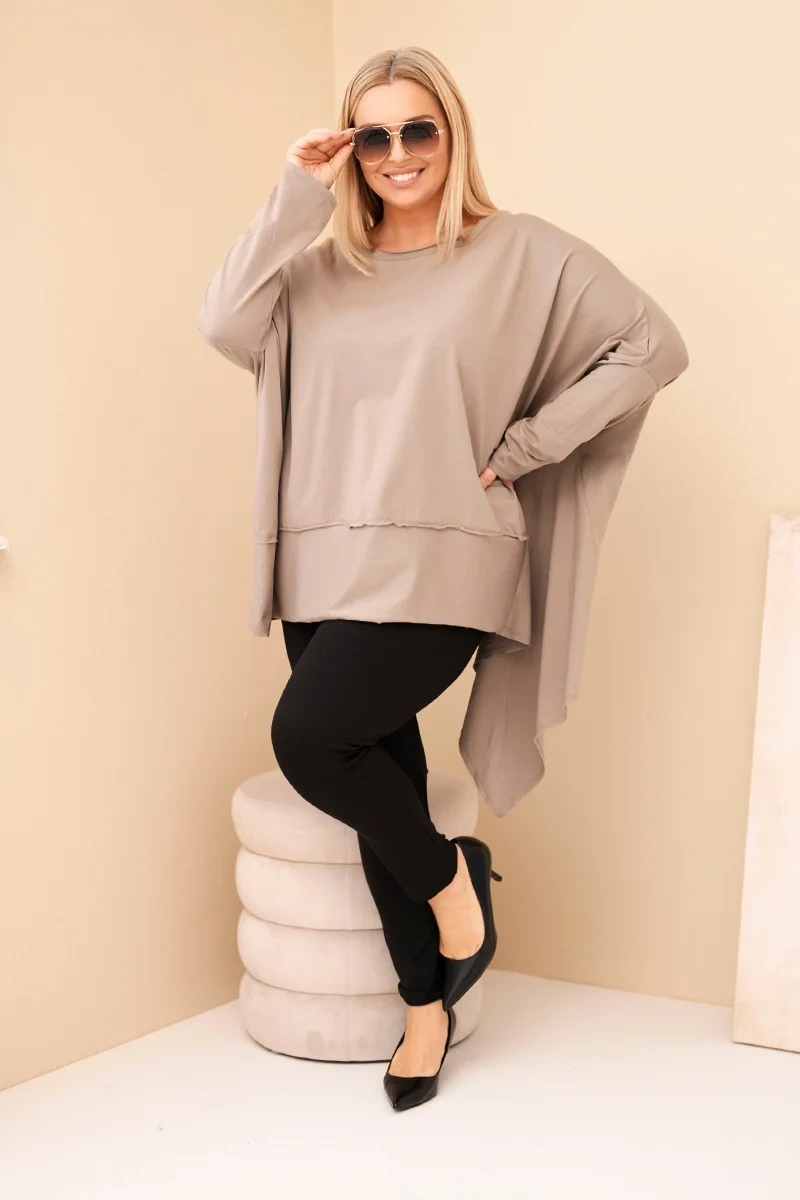 Tunika damska Plus Size z bawełny z asymetrycznym dołem fango - obrazek 2