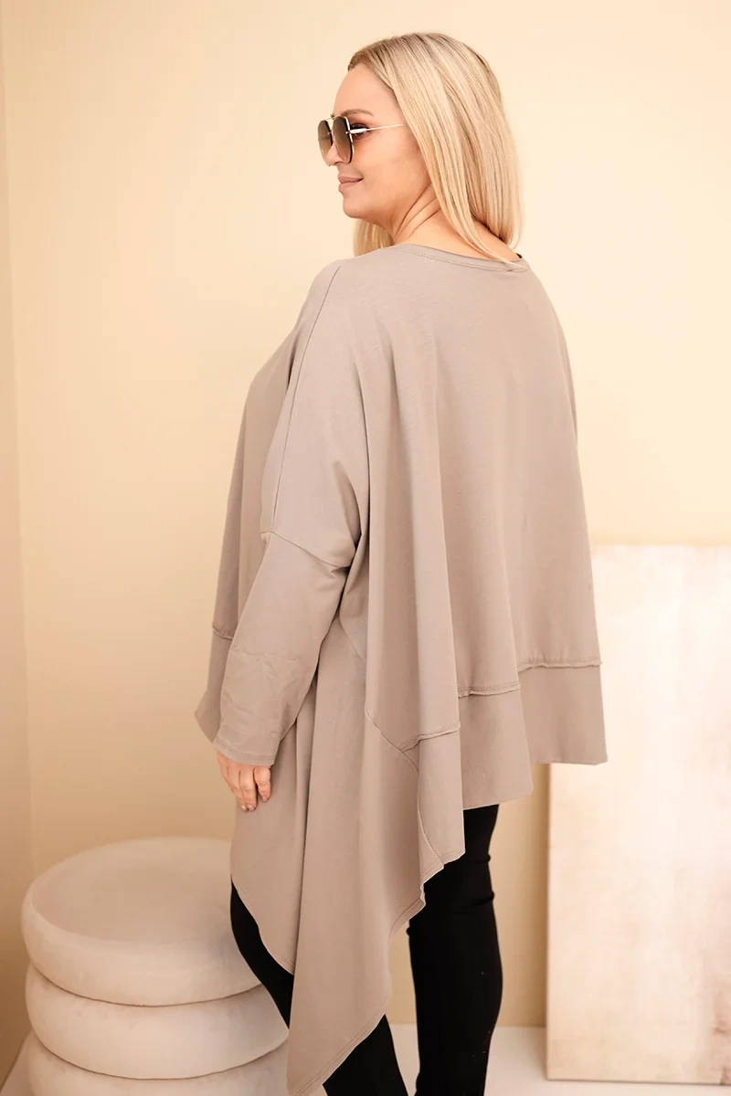 Tunika damska Plus Size z bawełny z asymetrycznym dołem fango - obrazek 3