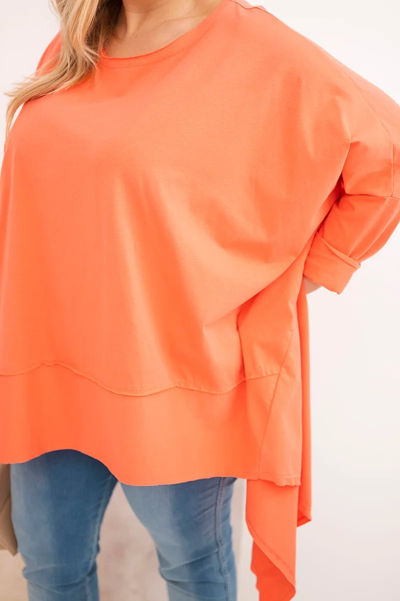 Tunika damska Plus Size z bawełny z asymetrycznym dołem morelowa - obrazek 4