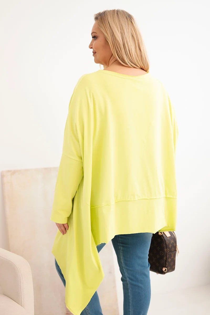 Tunika damska Plus Size z bawełny z asymetrycznym dołem jasno pistacjowa - obrazek 3