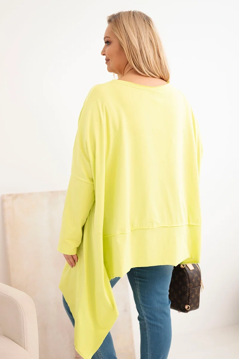 Tunika damska Plus Size z bawełny z asymetrycznym dołem jasno pistacjowa - obrazek 3