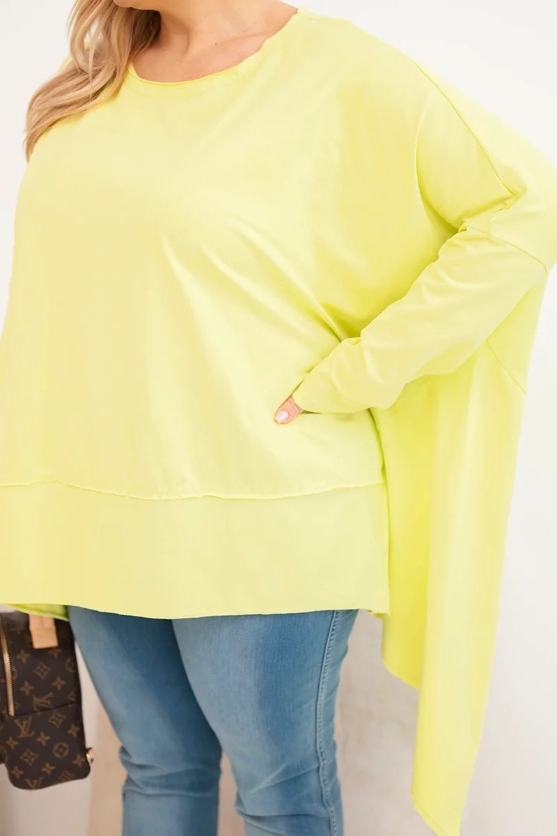 Tunika damska Plus Size z bawełny z asymetrycznym dołem jasno pistacjowa - obrazek 4