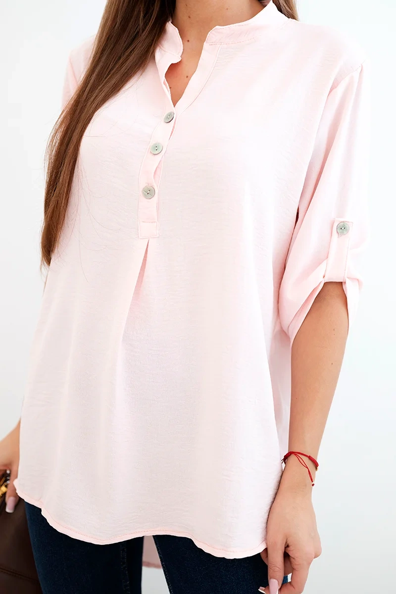 Bluzka z dłuższym tyłem jasny pudrowy róż - obrazek 3