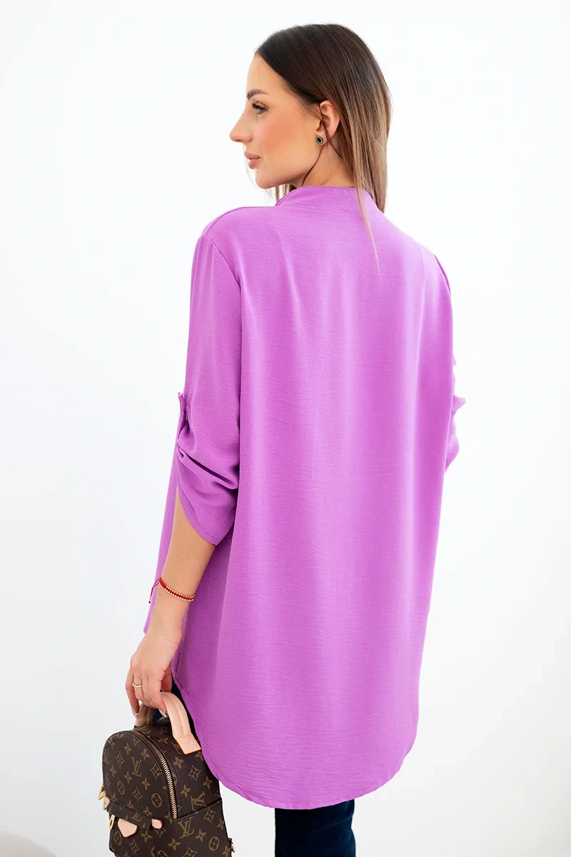 Bluzka z dłuższym tyłem fioletowa - obrazek 3