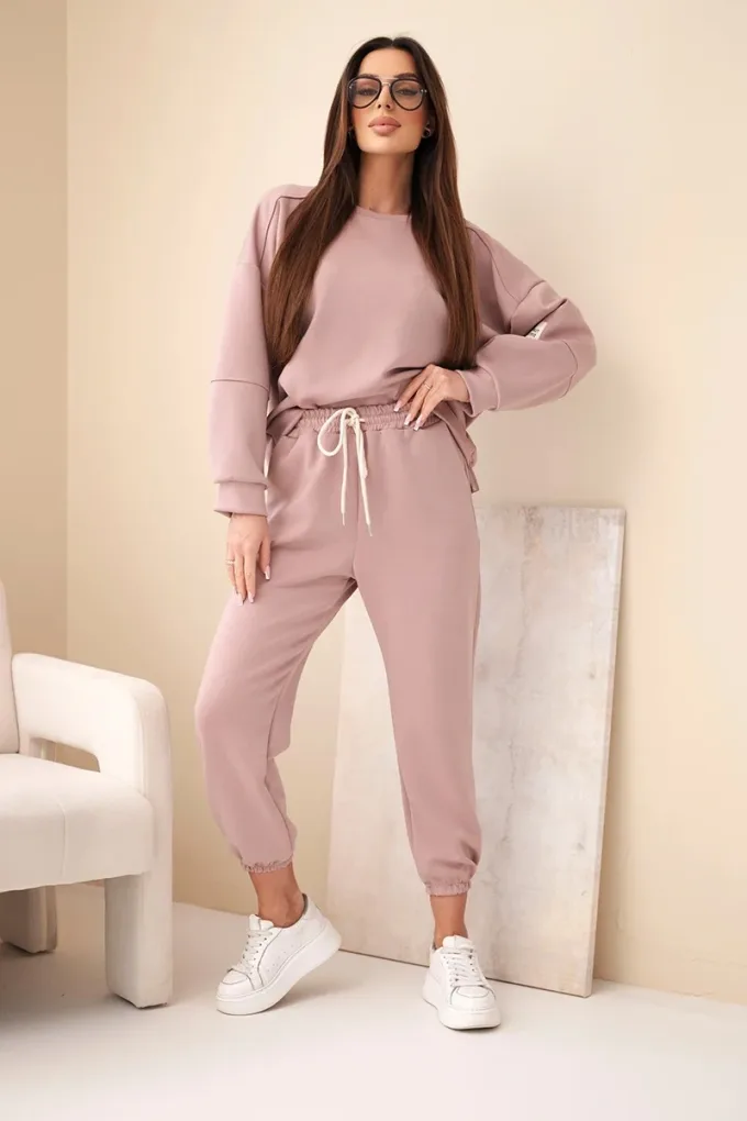 Komplet bluza + spodnie masełko ciemny różowy