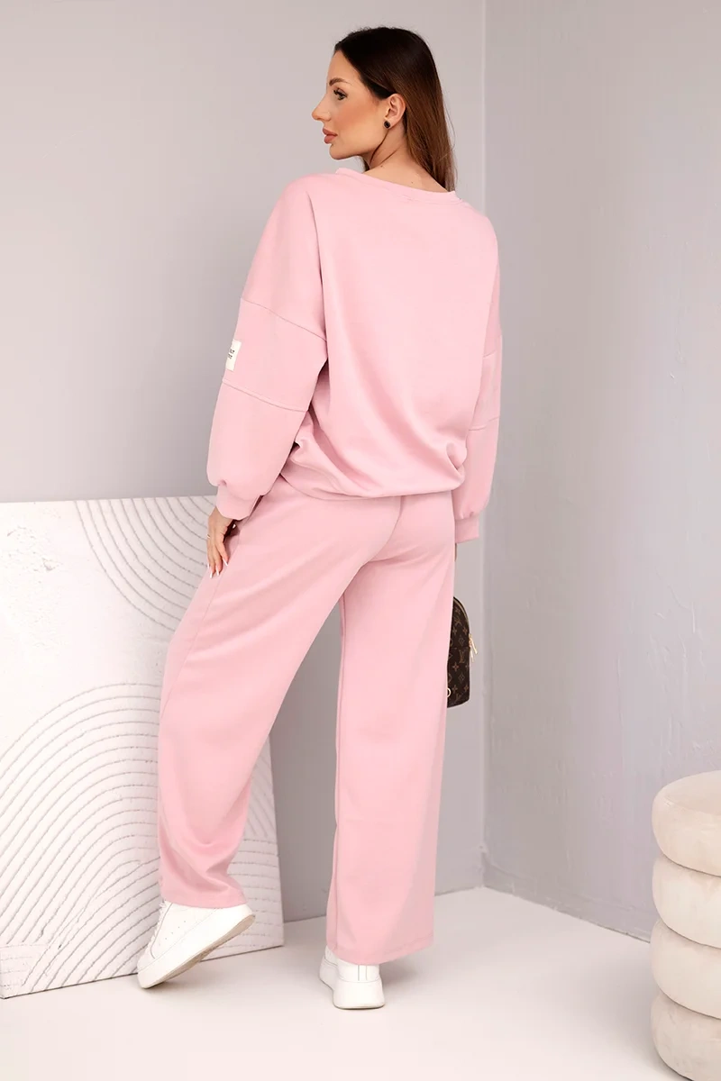 Komplet damski masełko bluza + spodnie ciemny pudrowy róż - obrazek 3