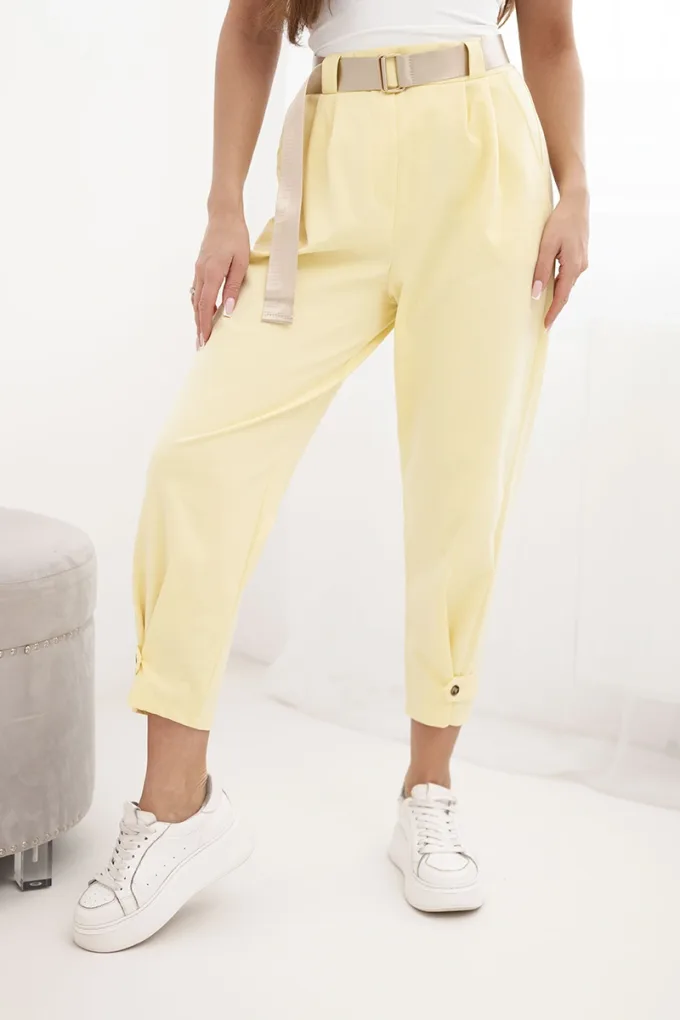 Spodnie Summer Punto z zapięciem na nogawkach żółte