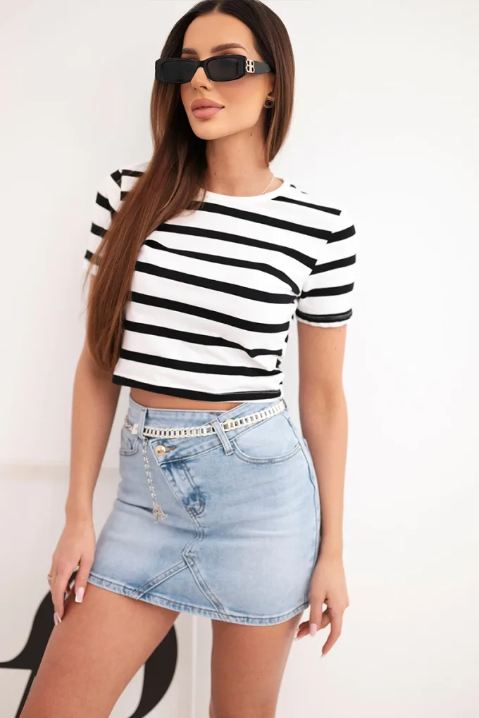 Spódnica jeansowa mini M.Sara z łańcuszkiem