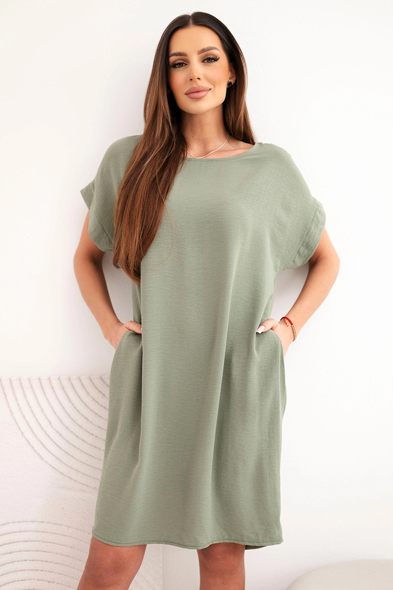 Sukienka z kieszeniami jasne khaki