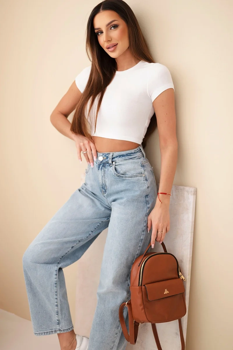 Spodnie damskie skater z wysokim stanem jeansowe