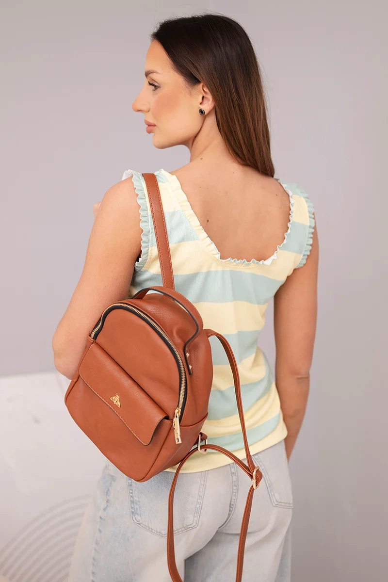 Bluzka damska wiskozowa bez rękawów w kolorowe pasy ciemny miętowy - obrazek 3