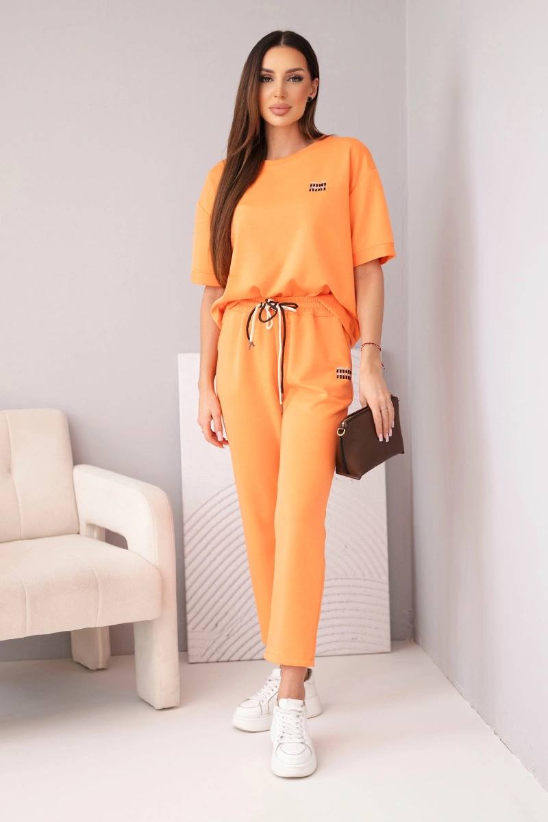 Komplet damski wiskozowy masełko z krótkim rękawem pomarańczowy