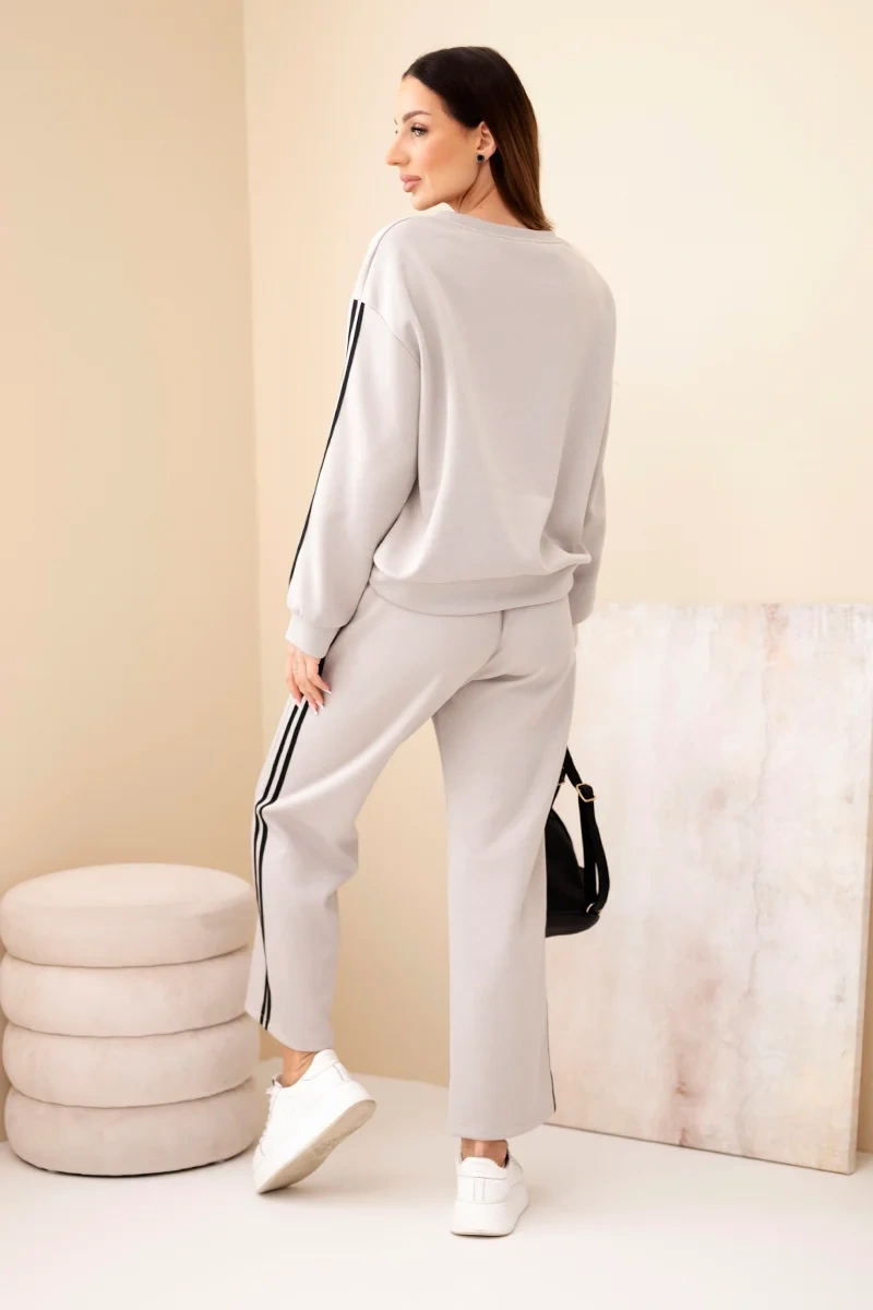 Komplet damski wiskozowy masełko z lampasami fango - obrazek 3