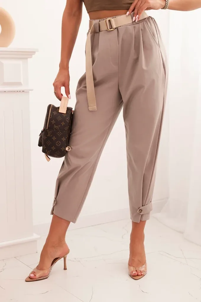 Spodnie Summer Punto z zapięciem na nogawkach fango