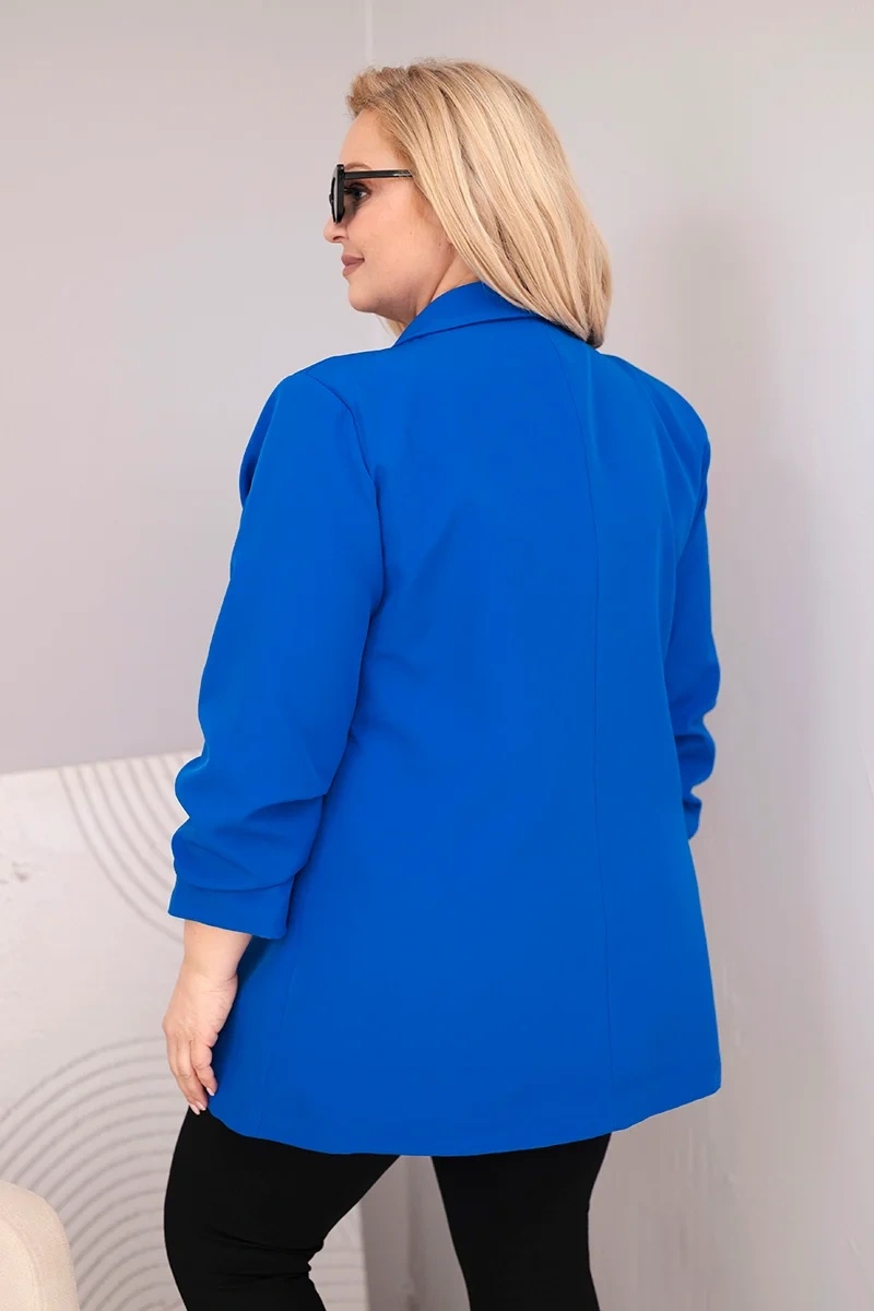 Marynarka damska Plus Size elegancka chabrowa - obrazek 3