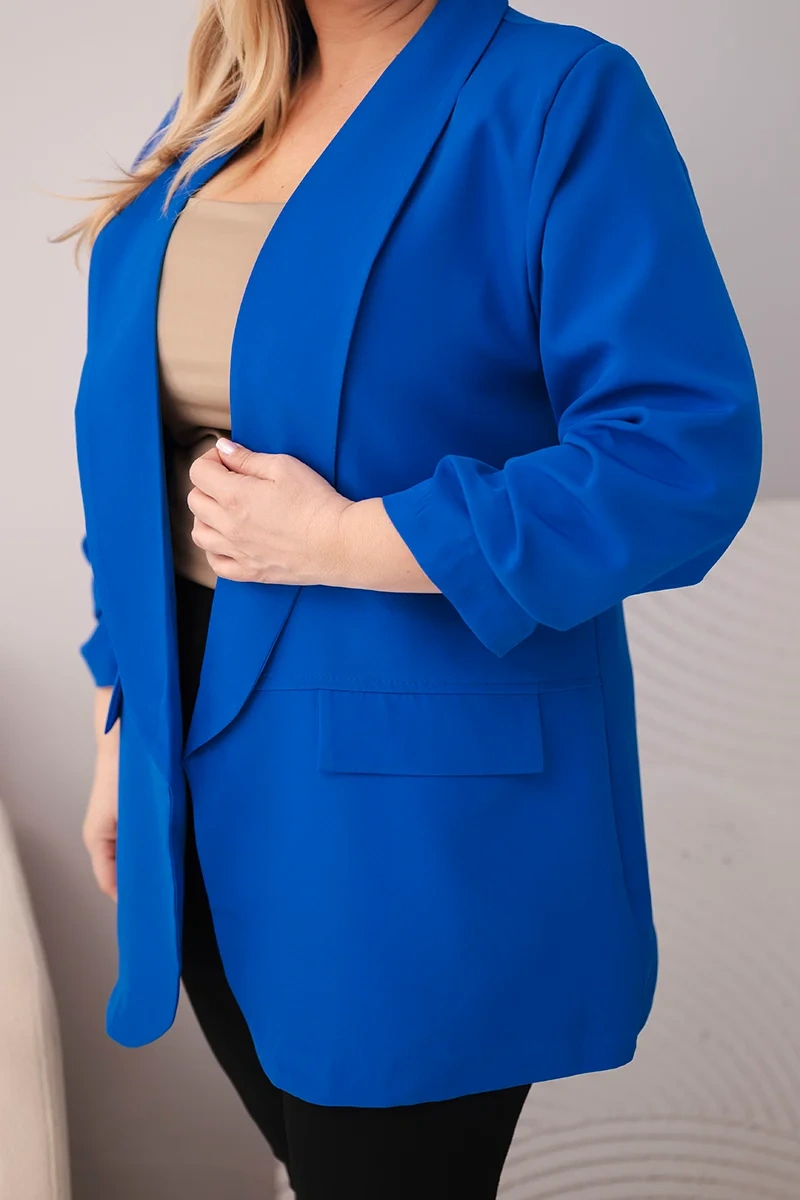 Marynarka damska Plus Size elegancka chabrowa - obrazek 4