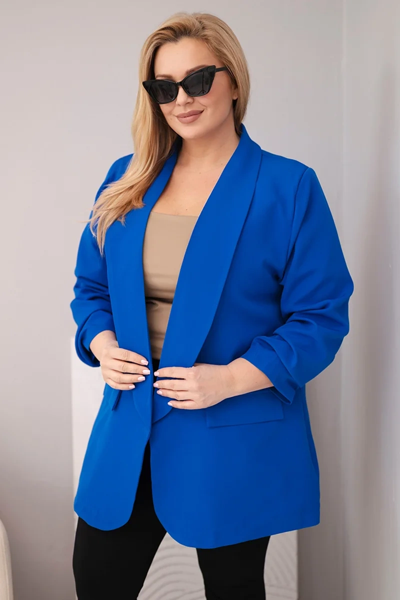 Marynarka damska Plus Size elegancka chabrowa
