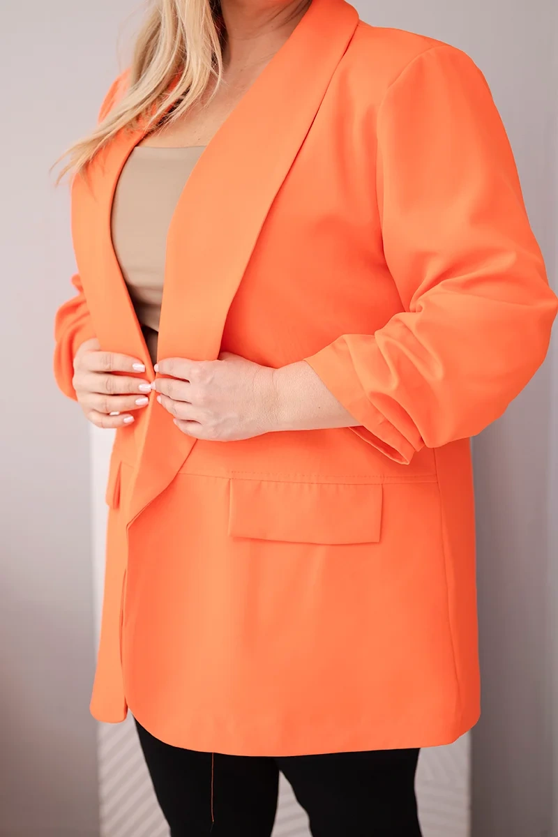 Marynarka damska Plus Size elegancka pomarańczowa - obrazek 4