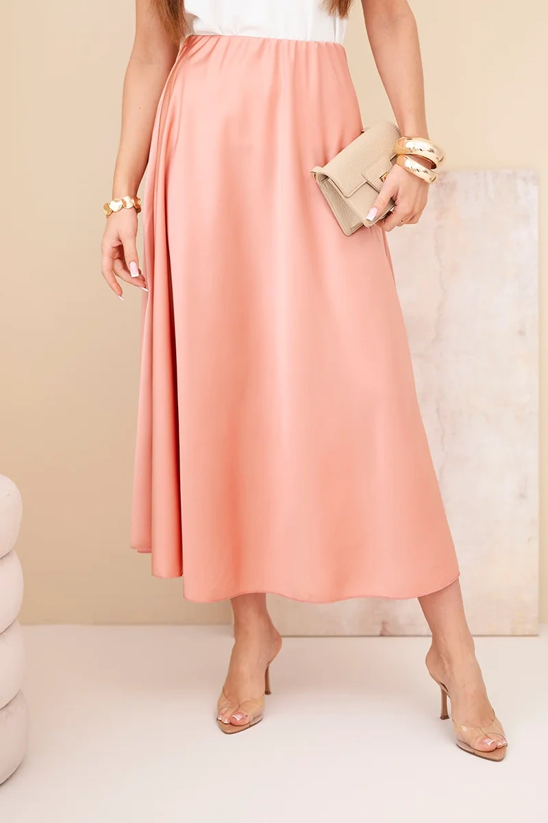 Spódnica damska wiskozowa rozkloszowana ciemno morelowa