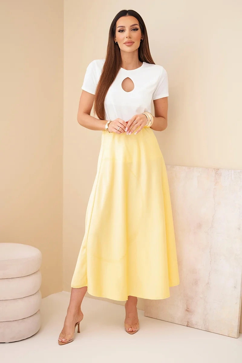Spódnica damska wiskozowa rozkloszowana żółta - obrazek 2