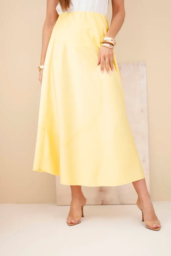 Spódnica damska wiskozowa rozkloszowana żółta