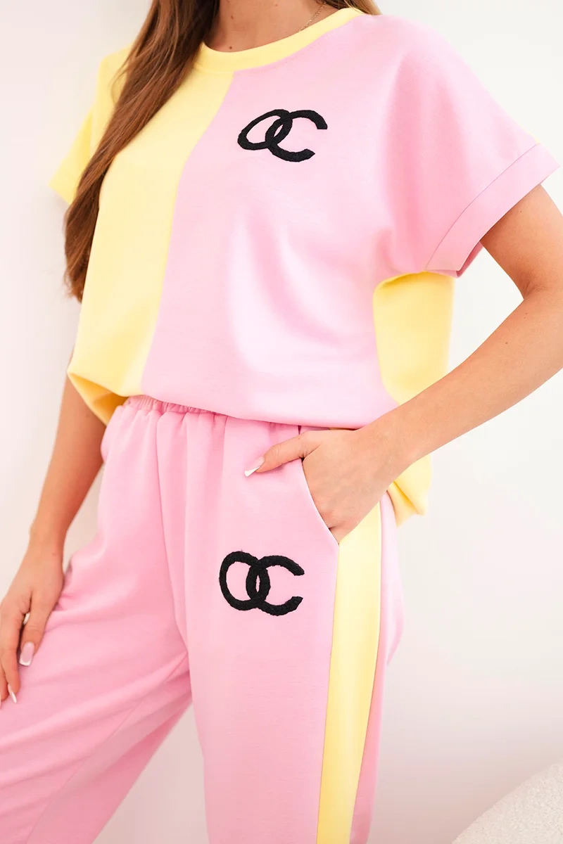 Komplet damski masełkowy z bluzą oversize i szerokimi spodniami żółty - obrazek 4