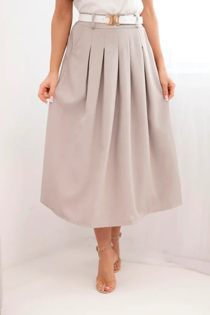 Spódnica damska wiskozowa z paskiem i zakładkami fango